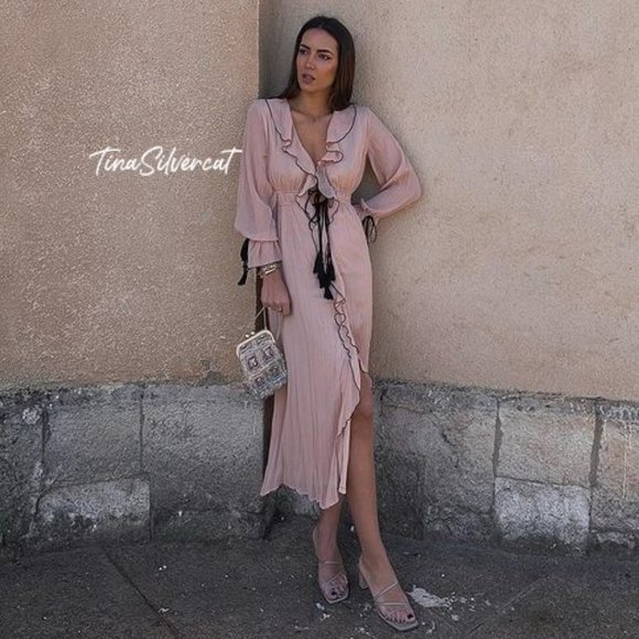 BLOGGER'S FAVE! Zara Ruffled Dress With Bows Sz S, M NWT - Picture 2 of 16